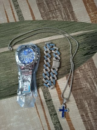 Reloj conjunto Hombre Azul y Plateado