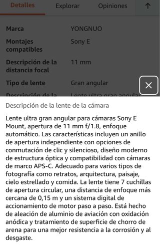 Objetivo YONGNUO 11mm f/1.8 E-mount APS-C