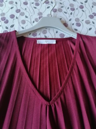 Vestido midi tableado sin mangas, rojo/granate
