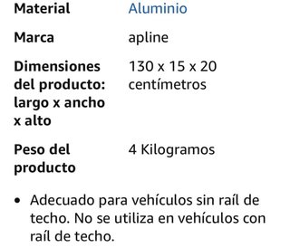 Barras con maletin de cofre para techo 130x15x20