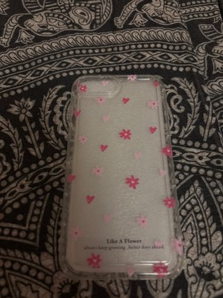 Funda móvil transparente con flores rosas