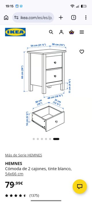 Cómoda IKEA HEMNES 2 cajones negra