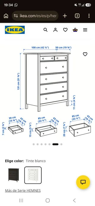 Cómoda Ikea Hemnes Blanca