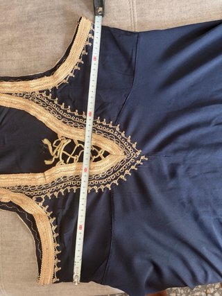 Túnica Marroquí Artesanal Negra y Dorada Talla M