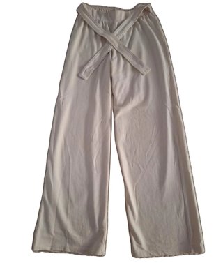 Pantalones anchos beige con cinturón