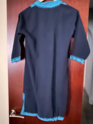 Túnica Étnica / Kaftán Boho Negro y Azul