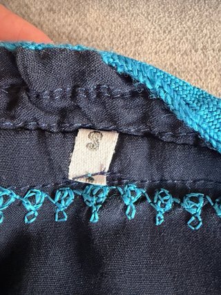 Túnica Étnica / Kaftán Boho Negro y Azul