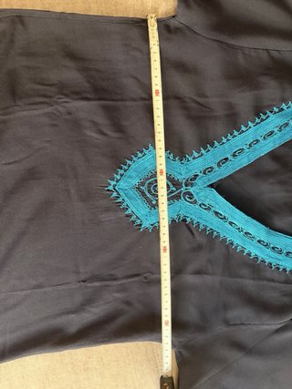 Túnica Étnica / Kaftán Boho Negro y Azul