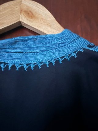Túnica Étnica / Kaftán Boho Negro y Azul