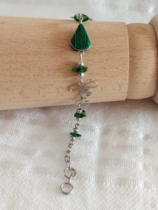 Pulsera Filigrana Plata Alemana Malaquita