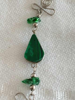 Pulsera Filigrana Plata Alemana Malaquita
