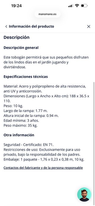 Tobogán infantil verde