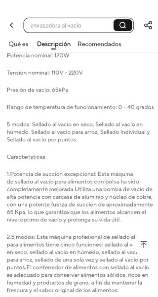 Máquina Envasadora al Vacío Selladora