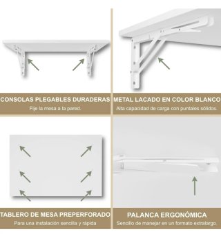 Mesa Plegable Pared 60x40cm Blanca