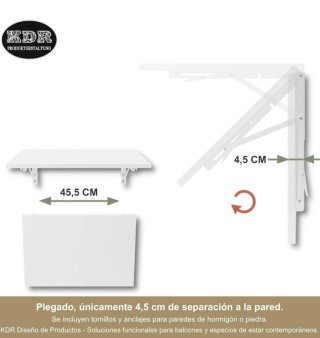 Mesa Plegable Pared 60x40cm Blanca