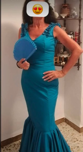 Vestido Flamenca Azul Turquesa