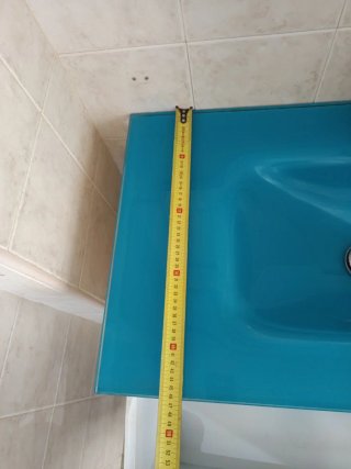 Mueble de baño moderno blanco y azul