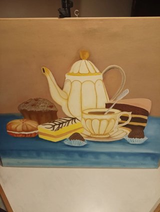 Quadro tema pastelaria Assinado pela artista