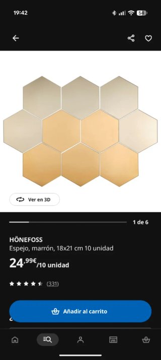 HÖNEFOSS Espejos Hexagonales IKEA (10 uds)