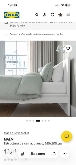 Cama Matrimonio MALM IKEA 140x200 cm