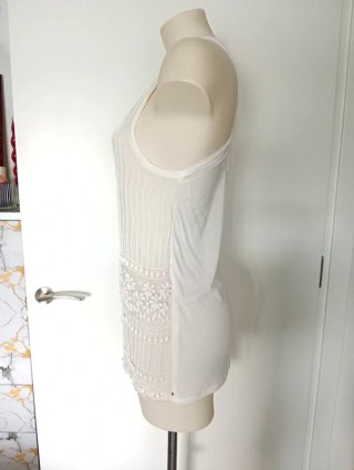 Max Mara Blusa Algodón Pedrería Blanca