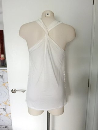 Max Mara Blusa Algodón Pedrería Blanca