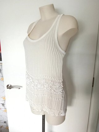Max Mara Blusa Algodón Pedrería Blanca