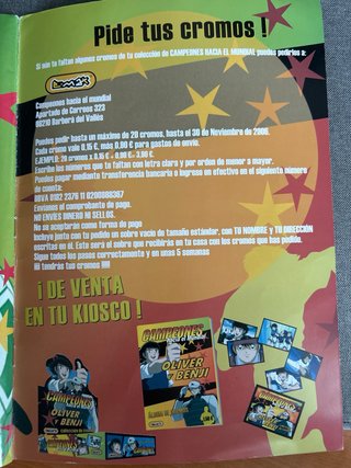 Álbum Cromos Campeones Benji y Oliver