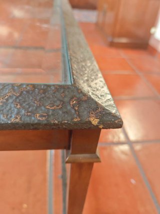Mesita centro metal y cristal