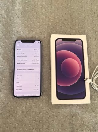 iPhone 12 Morado + caja + cable