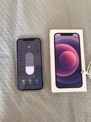 iPhone 12 Morado + caja + cable