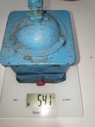 Molinillo de café antiguo azul