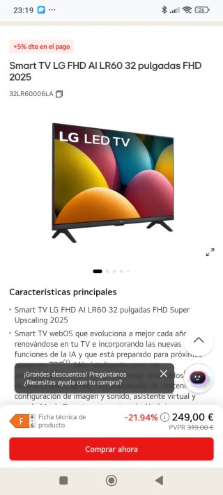 Smart TV LG FHD AI LR60 32 pulgadas FHD 2025 32LR6
