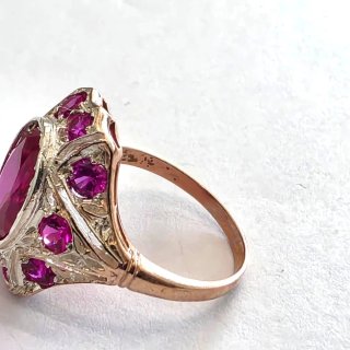 Anillo Vintage Oro 9kt con Espinelas