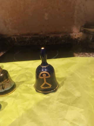 7 Campane in porcellana blu e oro da 20 a 15 euro