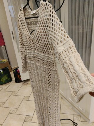 Vestido Crochet Salsa Beige Largo