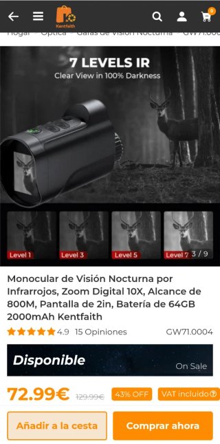 Monocular Visión Nocturna IR Zoom