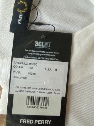 Polo Fred Perry Blanco Talla M Nuevo