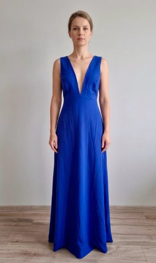 Vestido Neblak T38 Azul Escote V Largo NUEVO