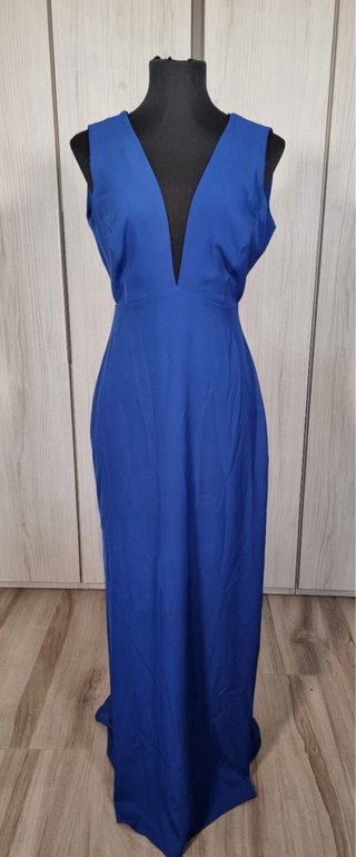 Vestido Neblak T38 Azul Escote V Largo NUEVO