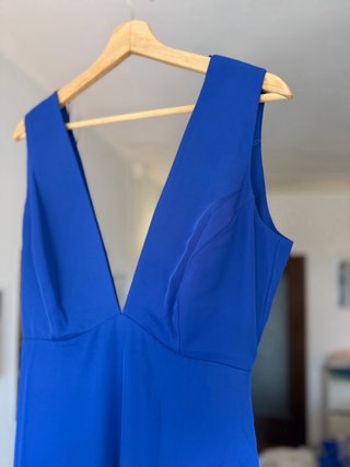 Vestido Neblak T38 Azul Escote V Largo NUEVO