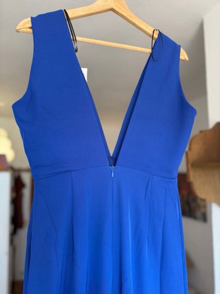 Vestido Neblak T38 Azul Escote V Largo NUEVO