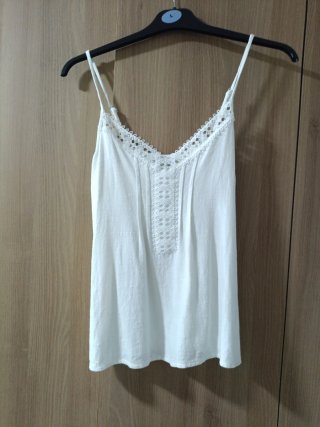 Top blanco encaje talla M