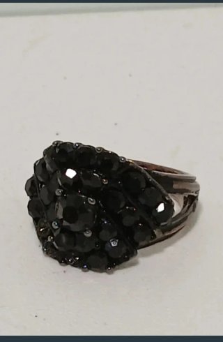 Anillo antiguo piedras negras único años 80-90