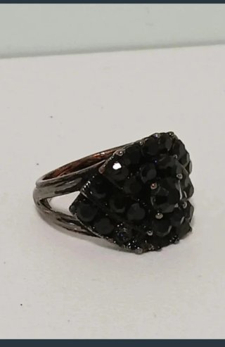 Anillo antiguo piedras negras único años 80-90