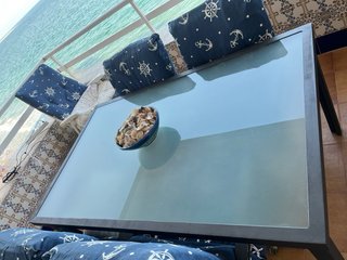 Mesa exterior aluminio y cristal