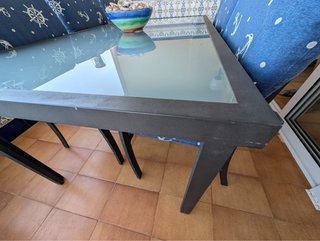 Mesa exterior aluminio y cristal
