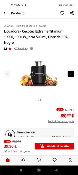 Licuadora Cecotec Extreme Titanium 19000