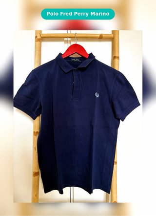 Polo Fred Perry Marino Talla M Logo Azul Claro
