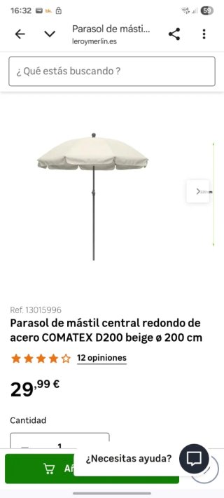 Sombrilla de terraza beige y negra